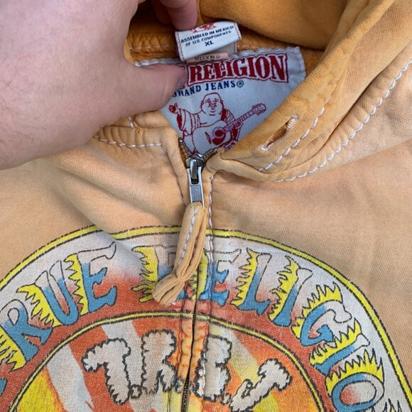 VINTAGE True Religion Hoodie Sweater XL Sunburst Buddha - Picture 5 of 7